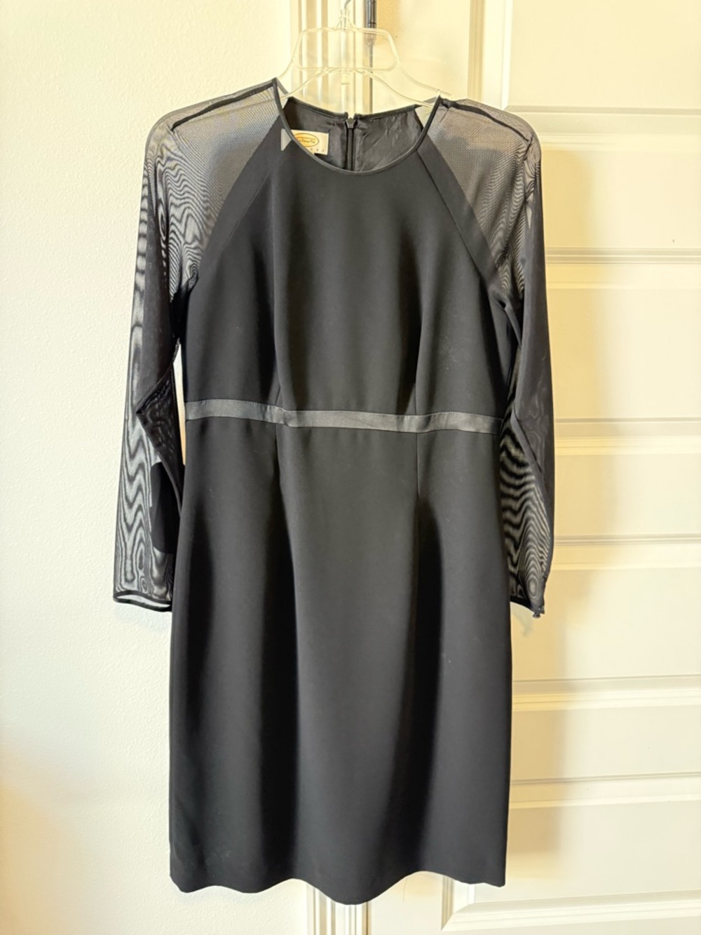 Talbots Black Mesh-Sleeve Sheath Dress